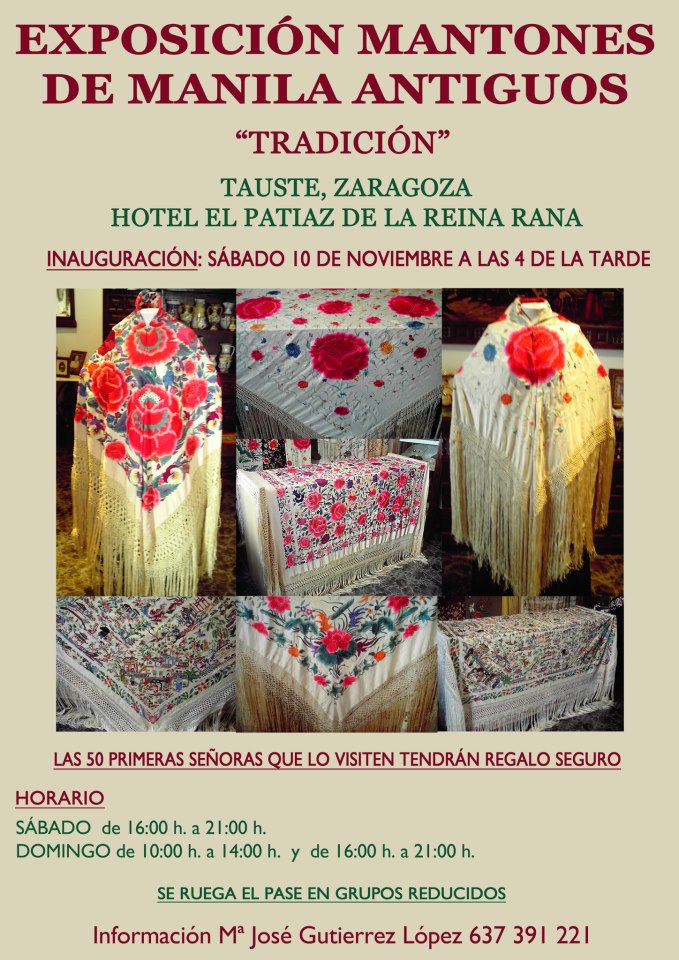 Exposición de mantones de manila antiguos en Tauste el 10 y 11 de noviembre